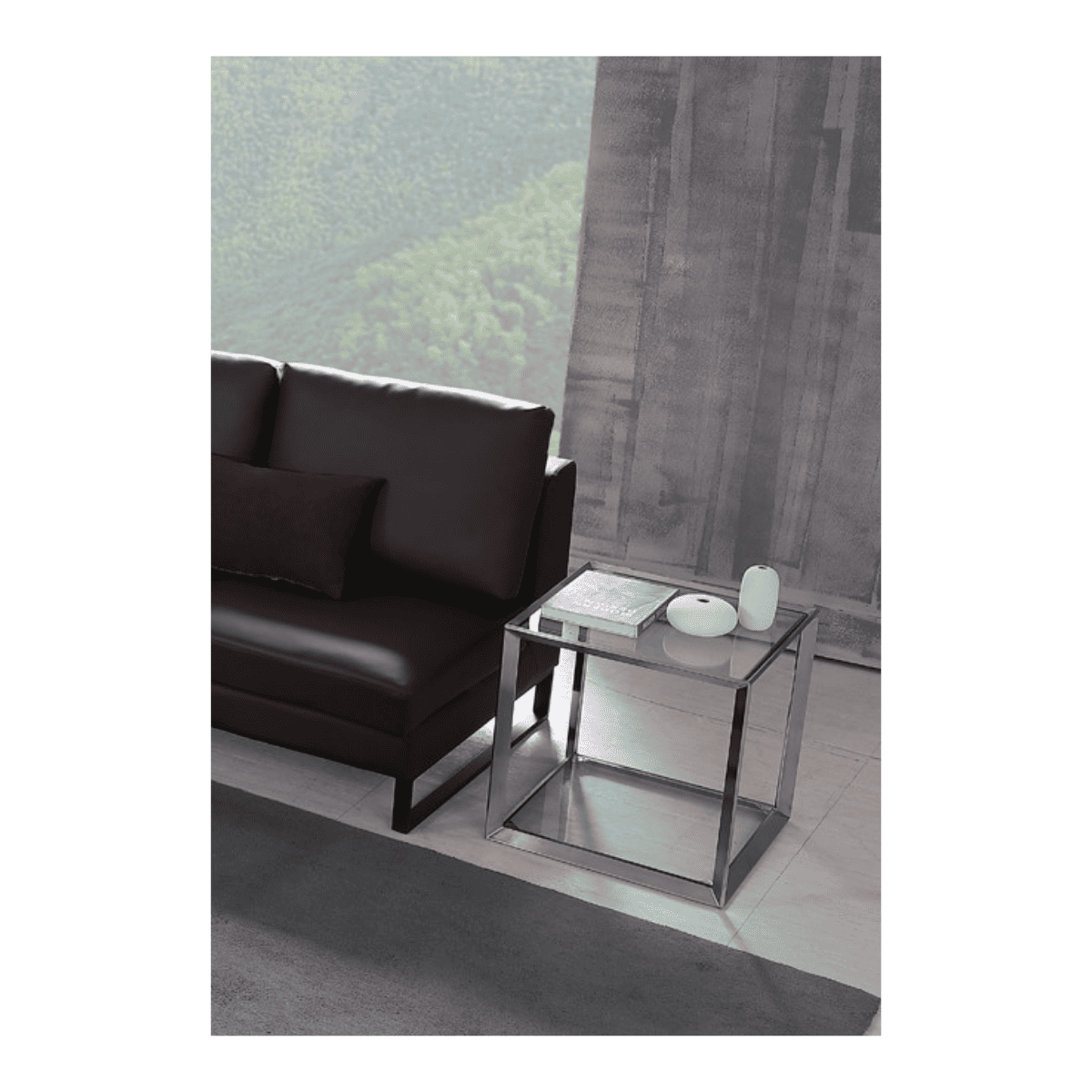 Table de coin en verre