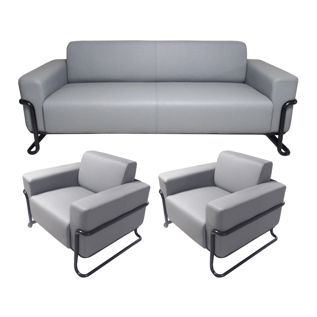 Salon de bureau 3+1+1 en cuir
