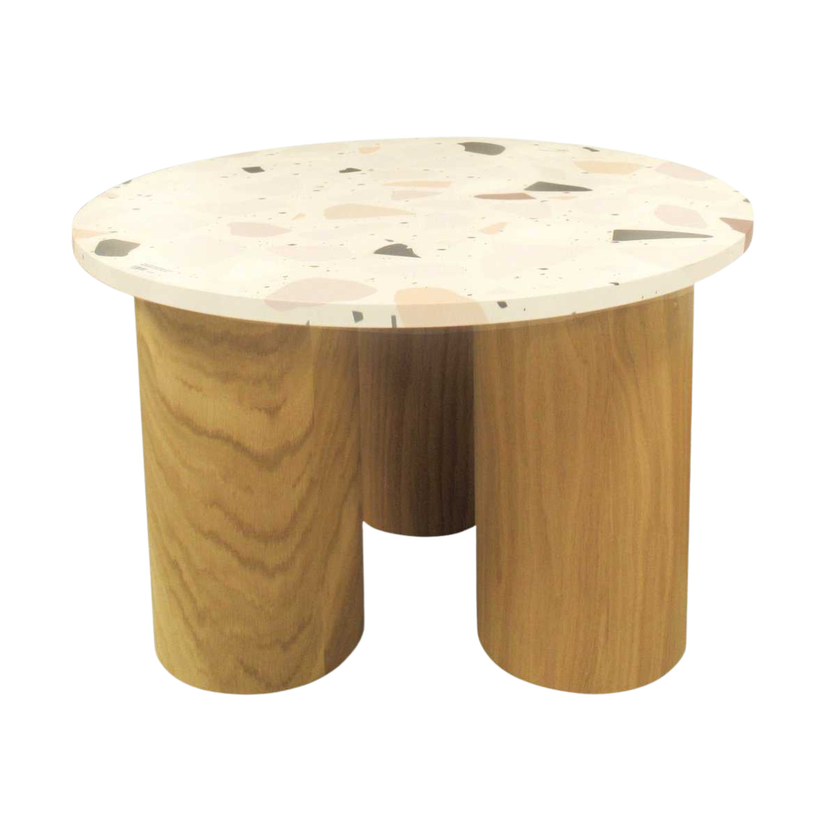 Table de coin avec top effet terrazzo