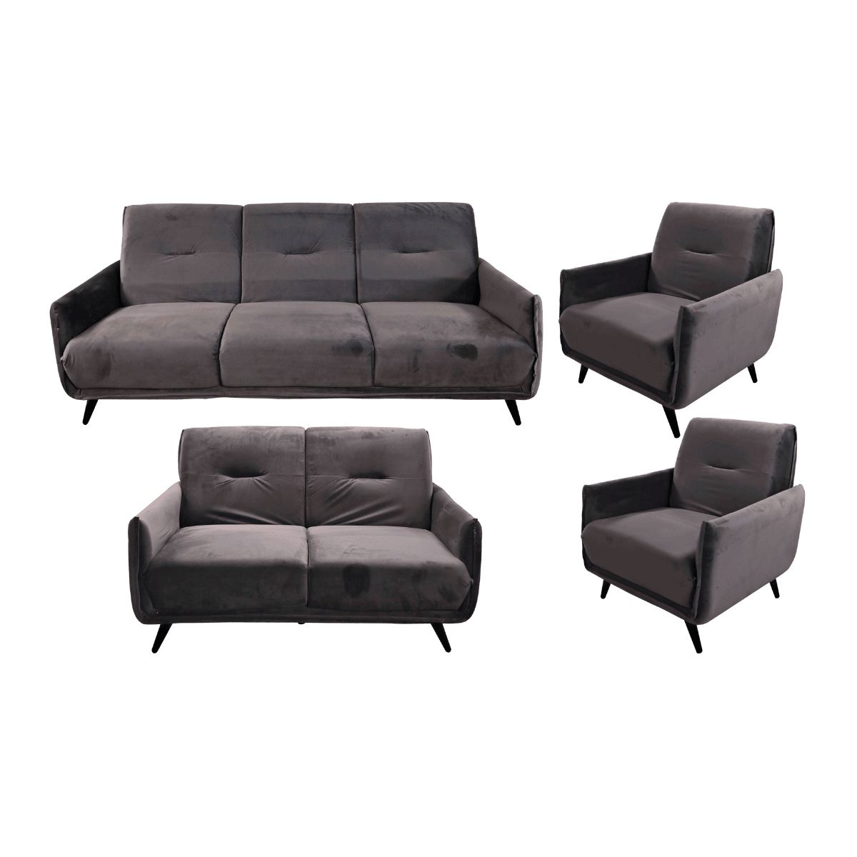 Salon 3+2+1+1 en velours