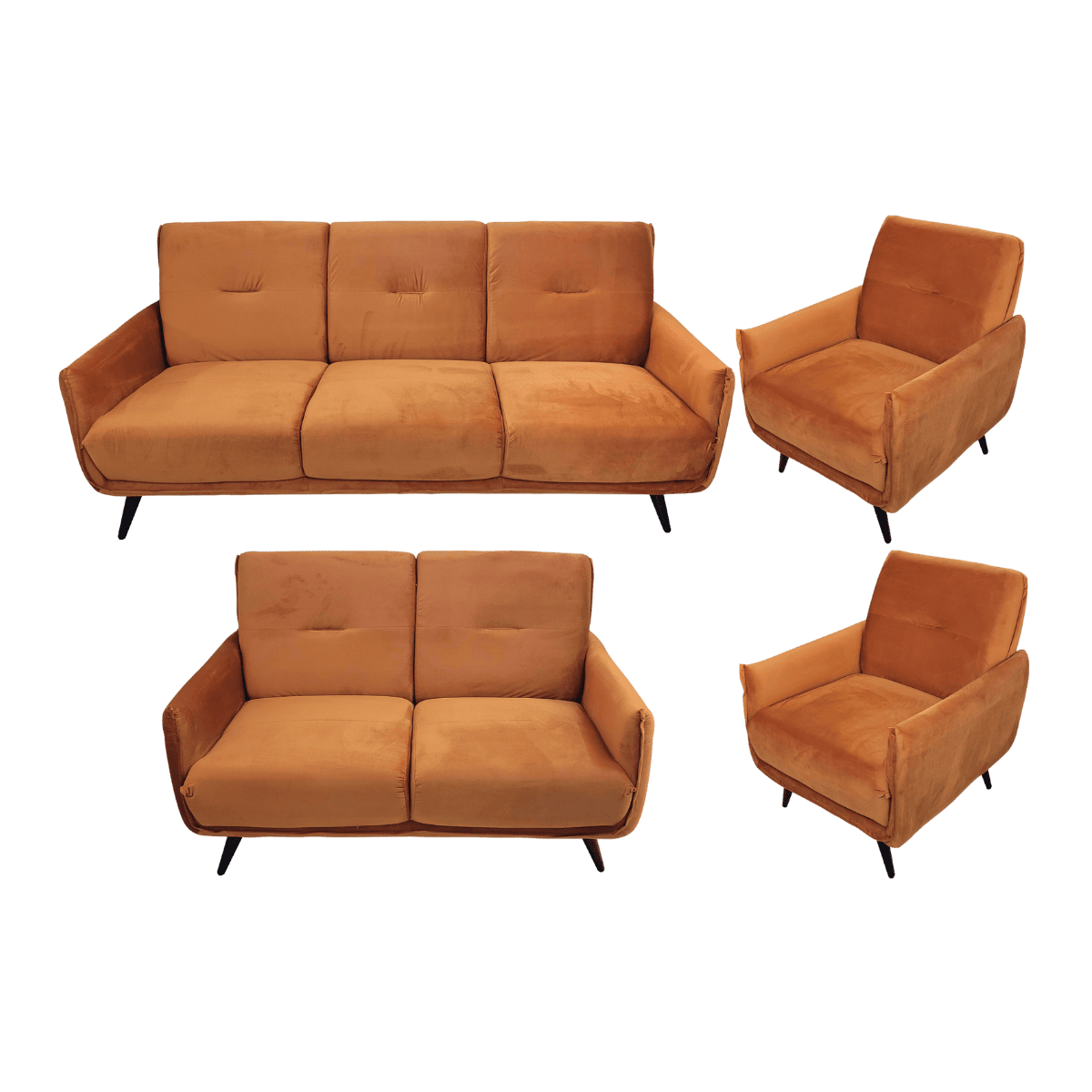 Salon 3+2+1+1 en velours
