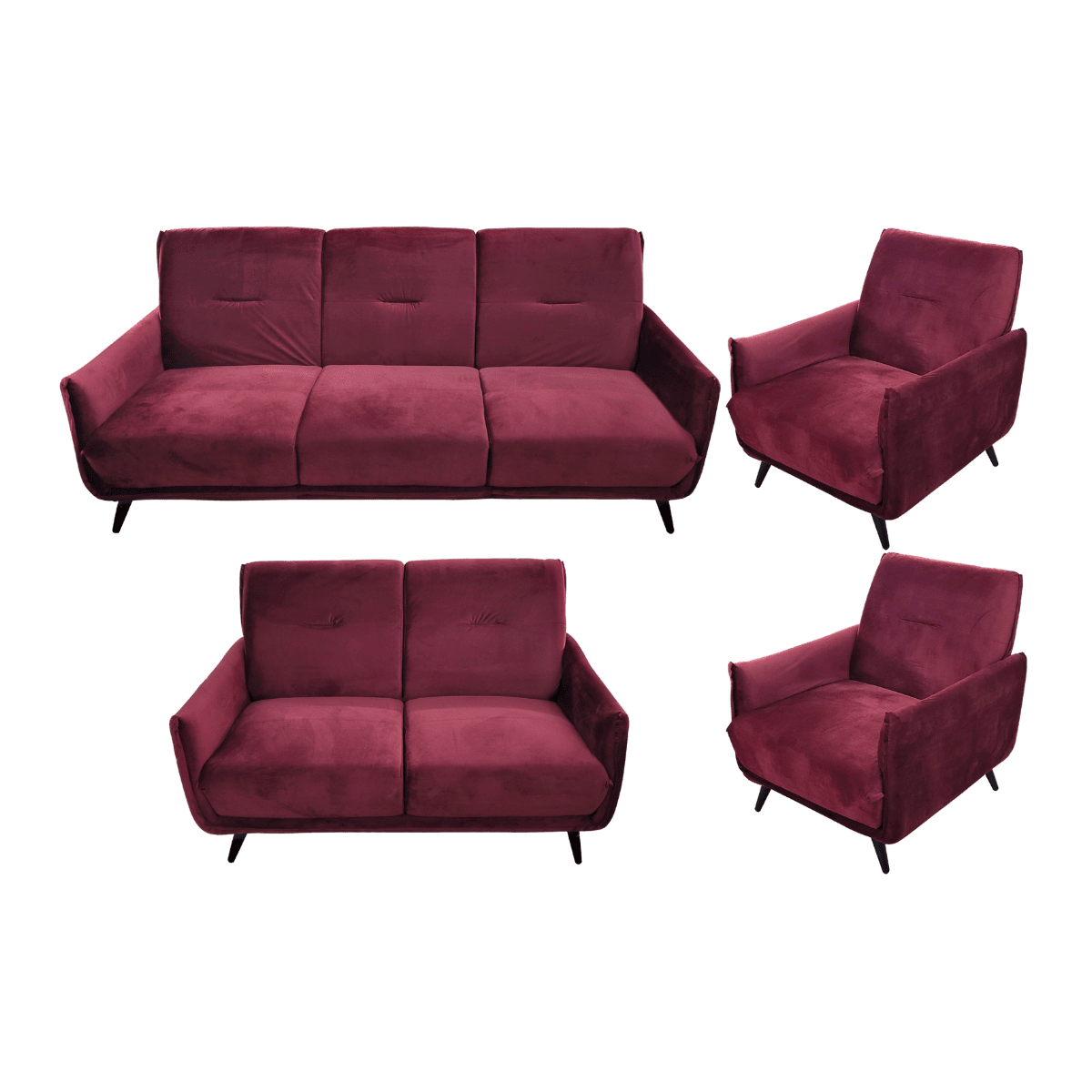 Salon 3+2+1+1 en velours