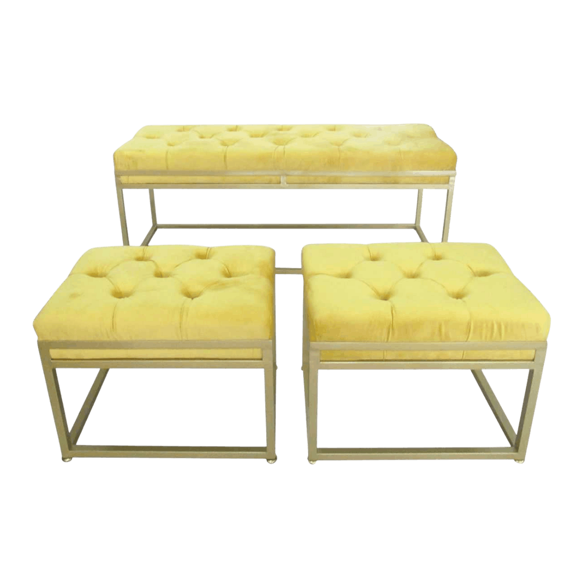 Set de 3 poufs en velours