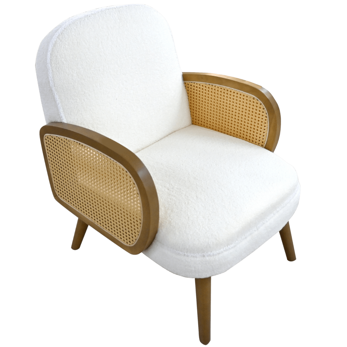 Fauteuil club en tissu avec cannage