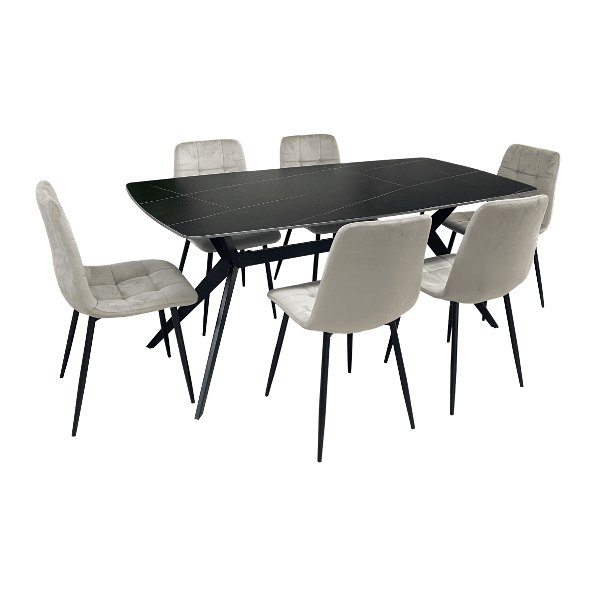 Table à manger + 6 chaises REGAN BLACK