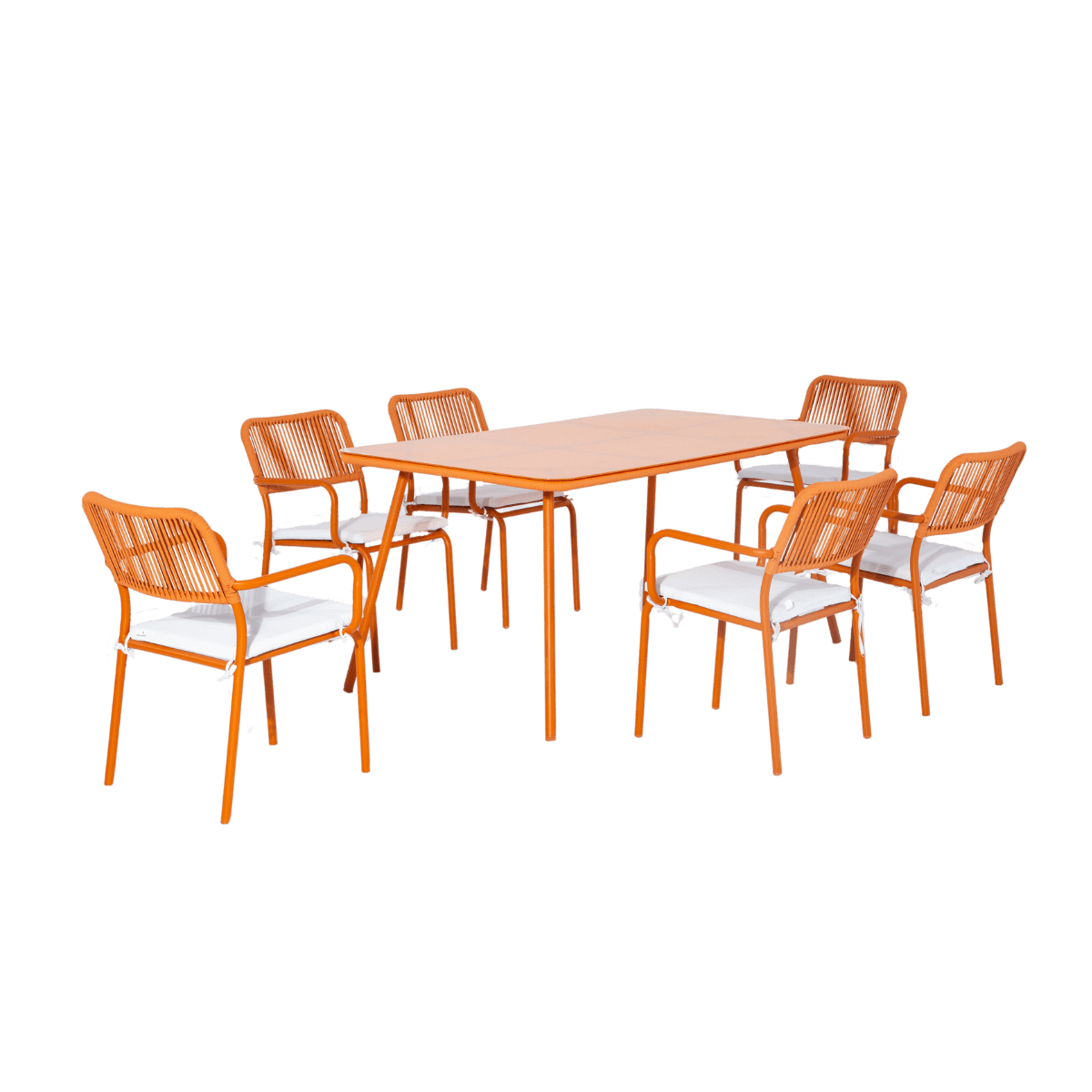 Table de jardin en verre + 6 chaises