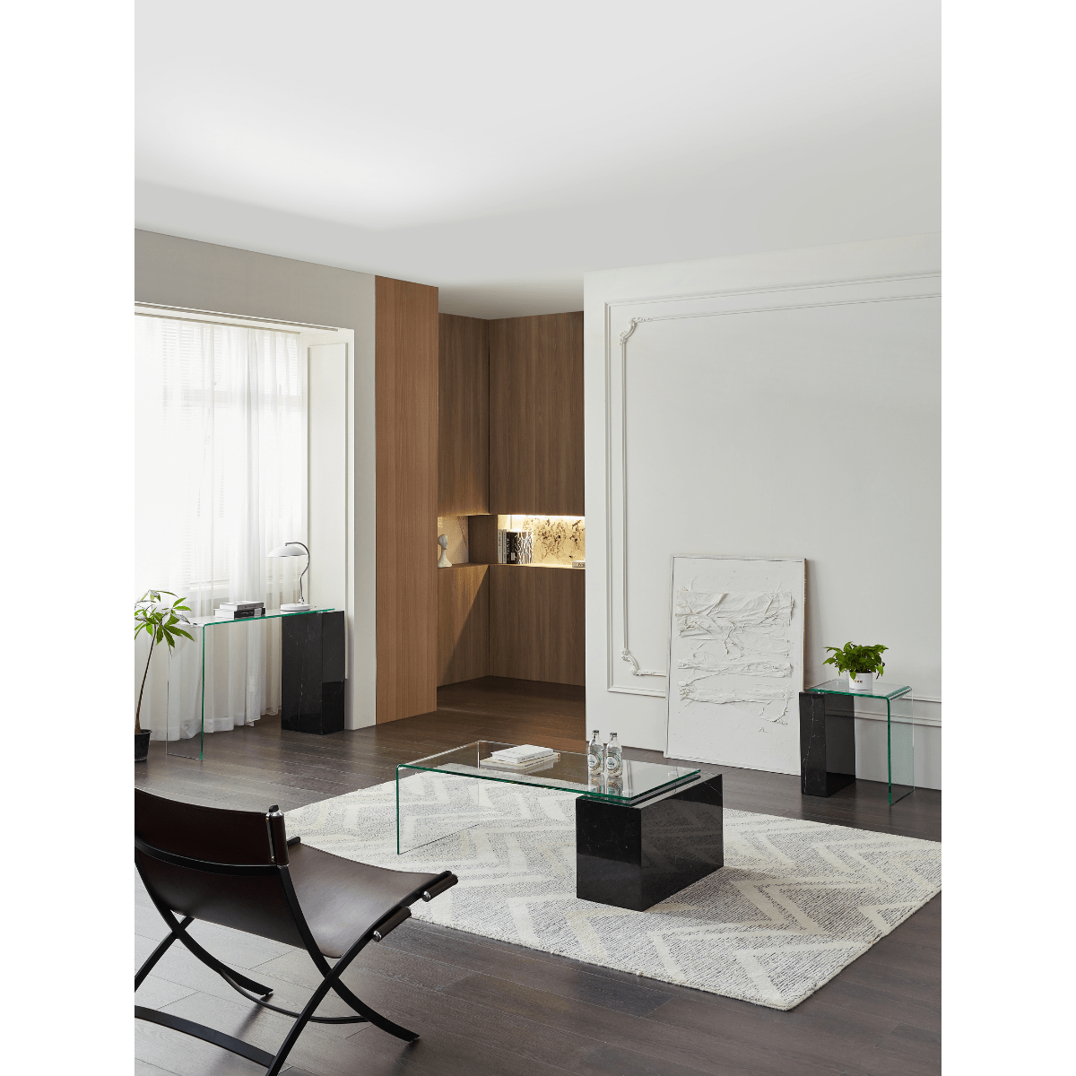 Table de coin en verre