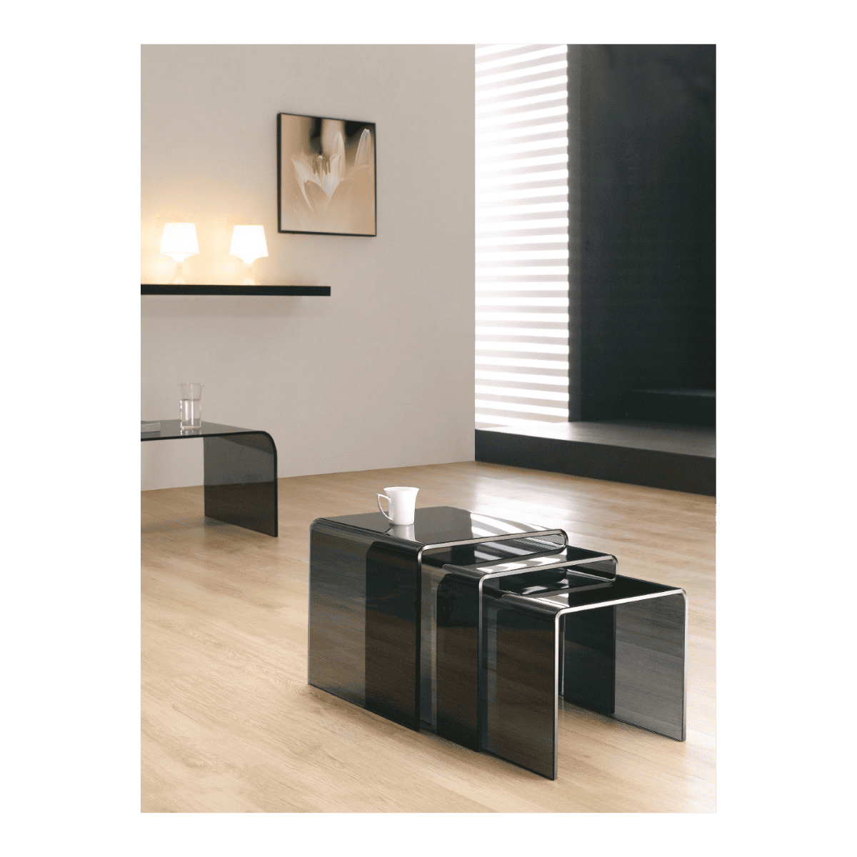Set de 3 tables en verre