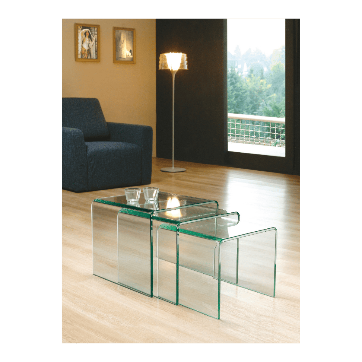 Set de 3 tables en verre