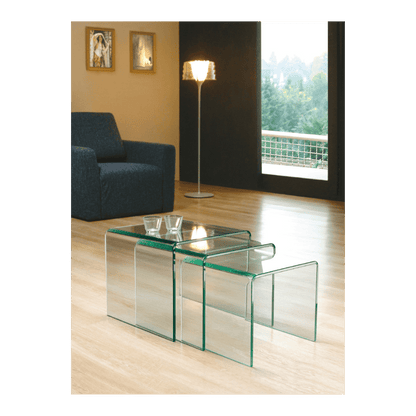Set de 3 tables en verre