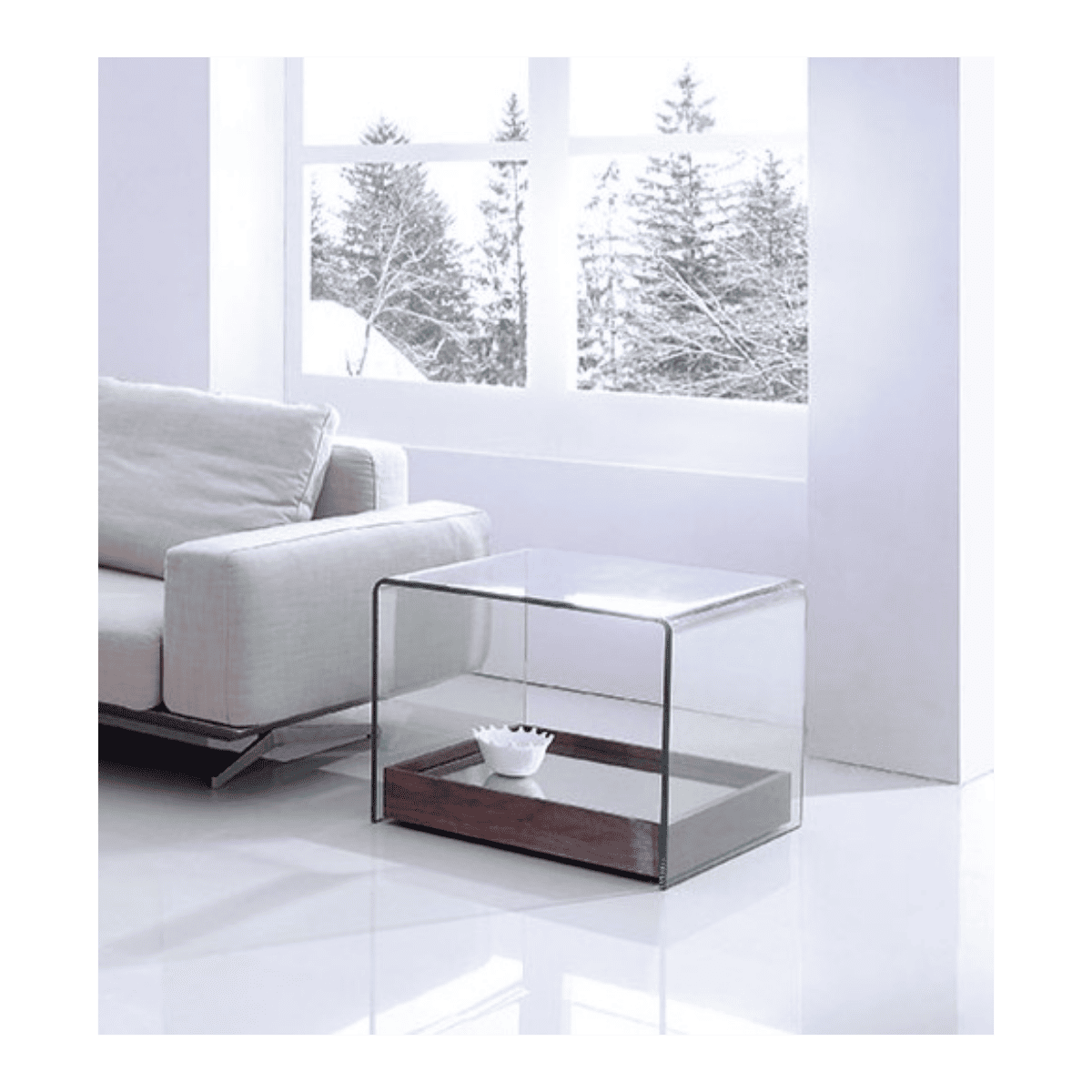 Table de coin en verre