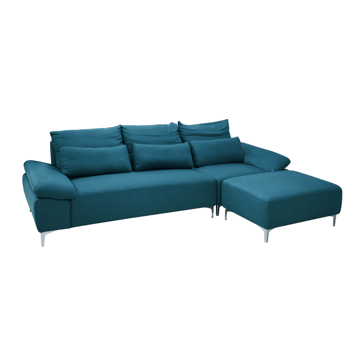 Canapé 3 places en tissu + pouf