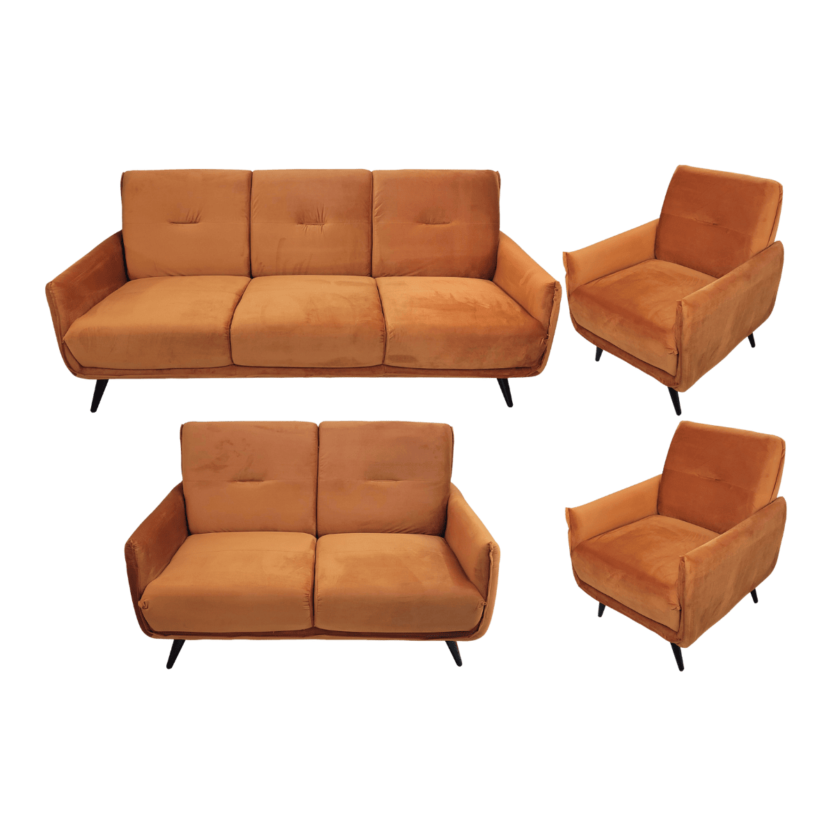Salon 3+2+1+1 en velours