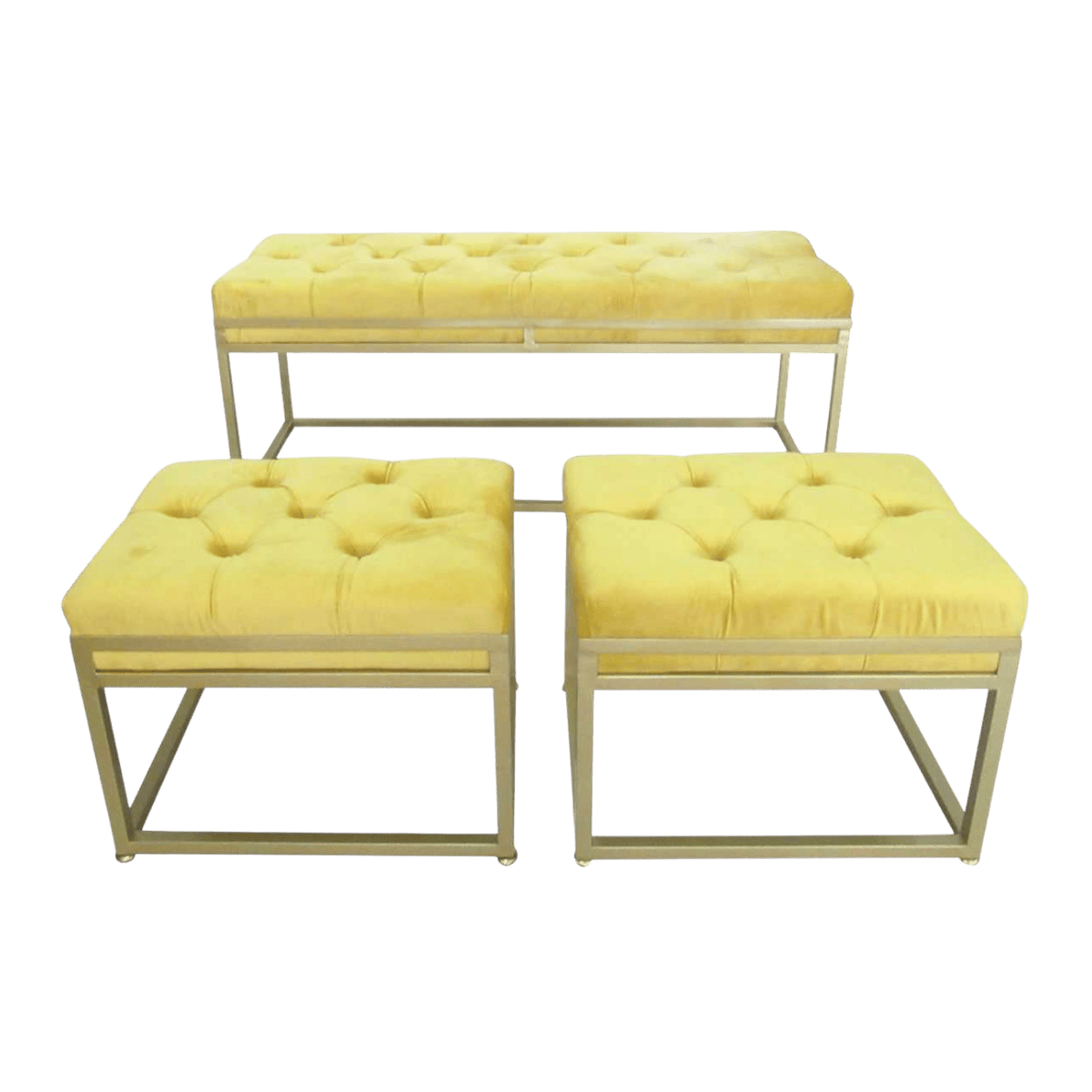 Set de 3 poufs en velours