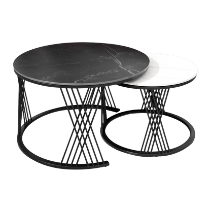 Set de 2 tables basses en céramique