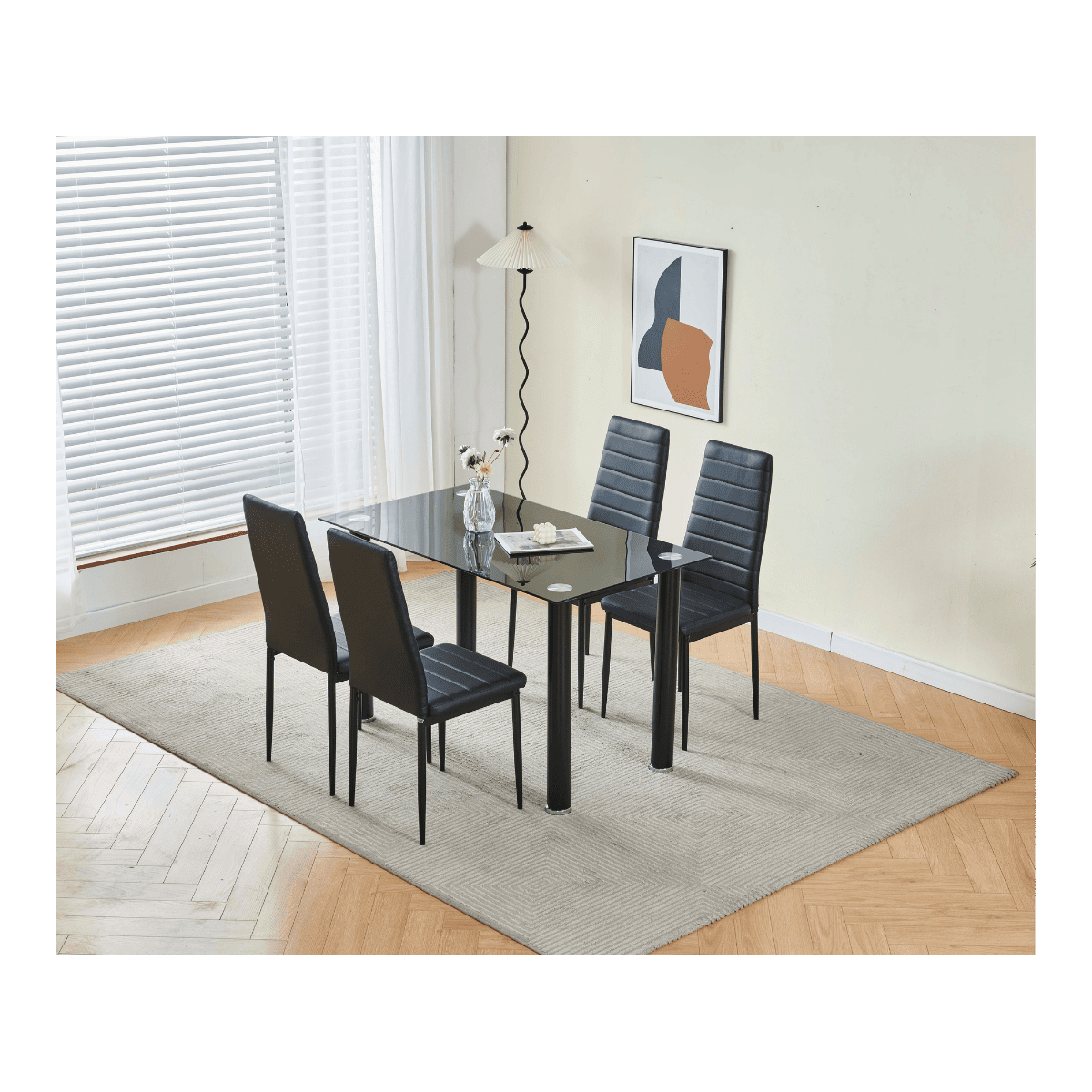 Table à manger en verre + 4 chaises