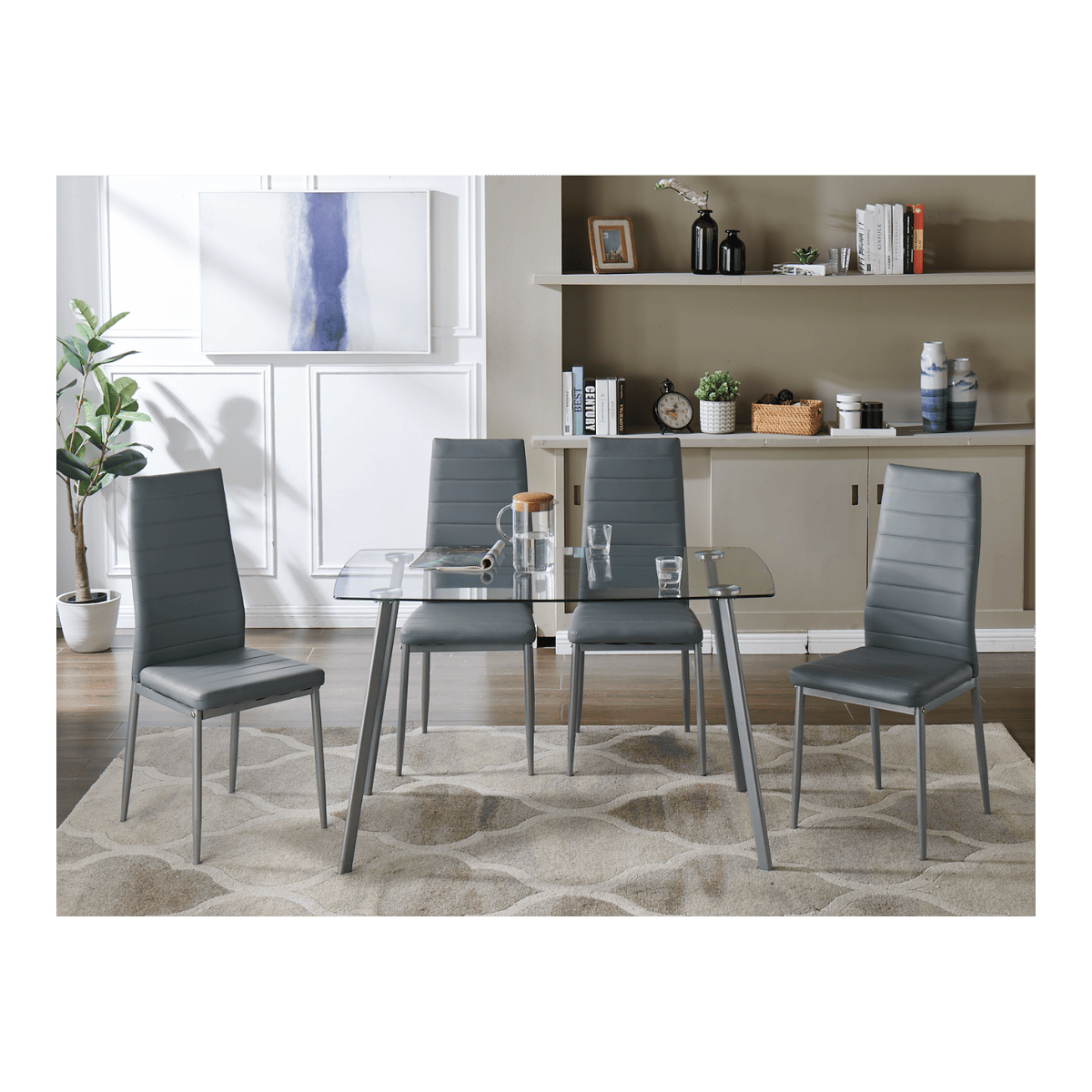 Table à manger en verre + 4 chaises