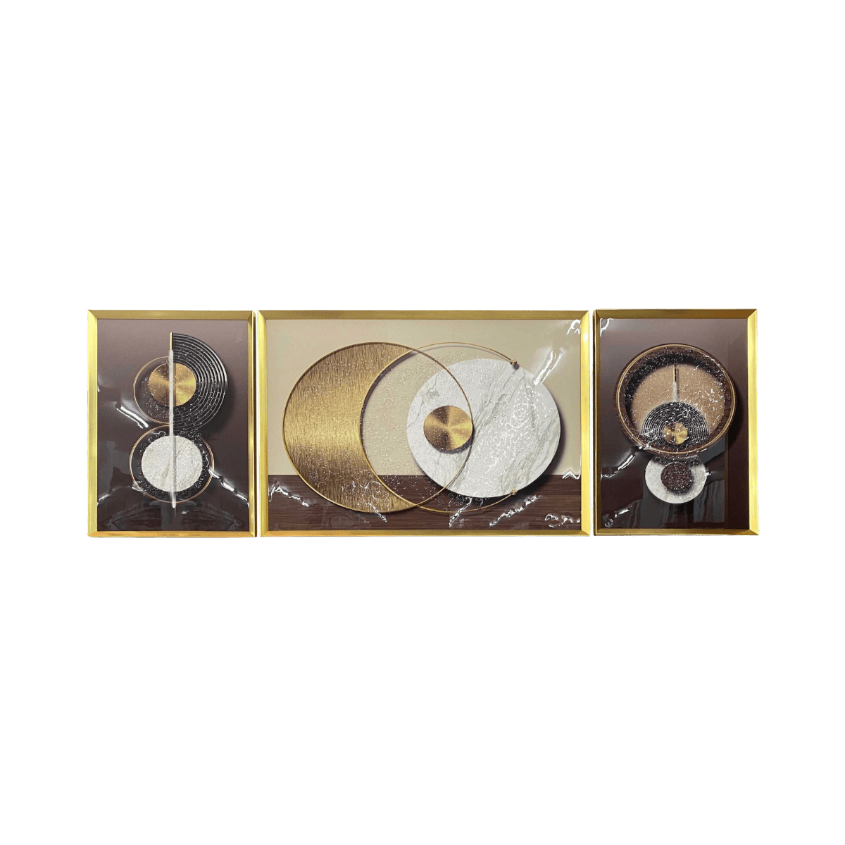 Set de 3 tableaux GEO BRONZE