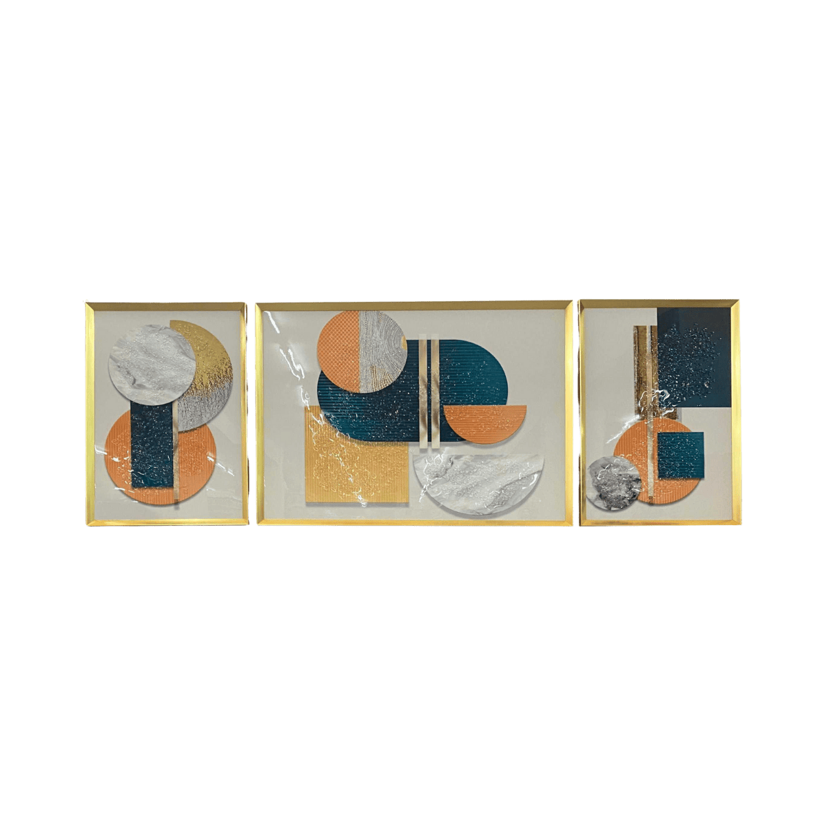 Set de 3 tableaux GEO ORANGE