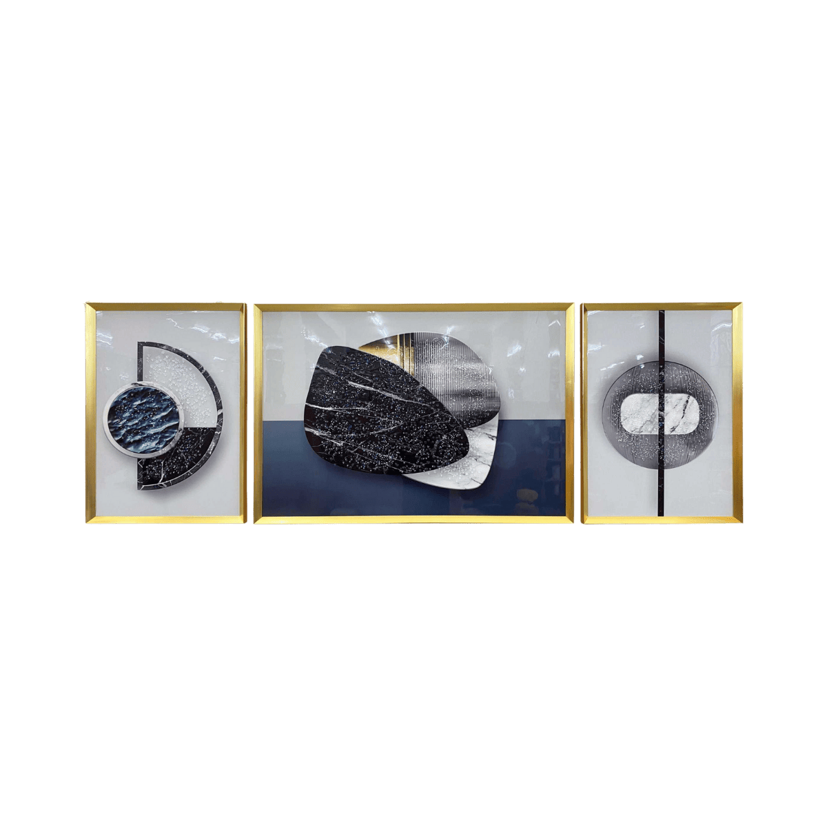 Set de 3 tableaux GEO BLUE