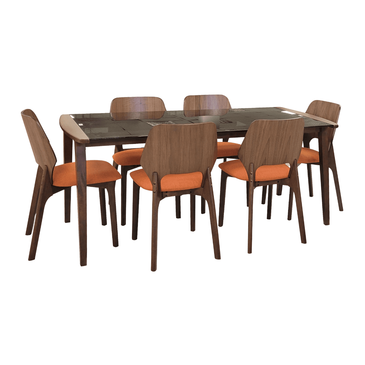 Table à manger en bois + 6 chaises KELLY ORANGE