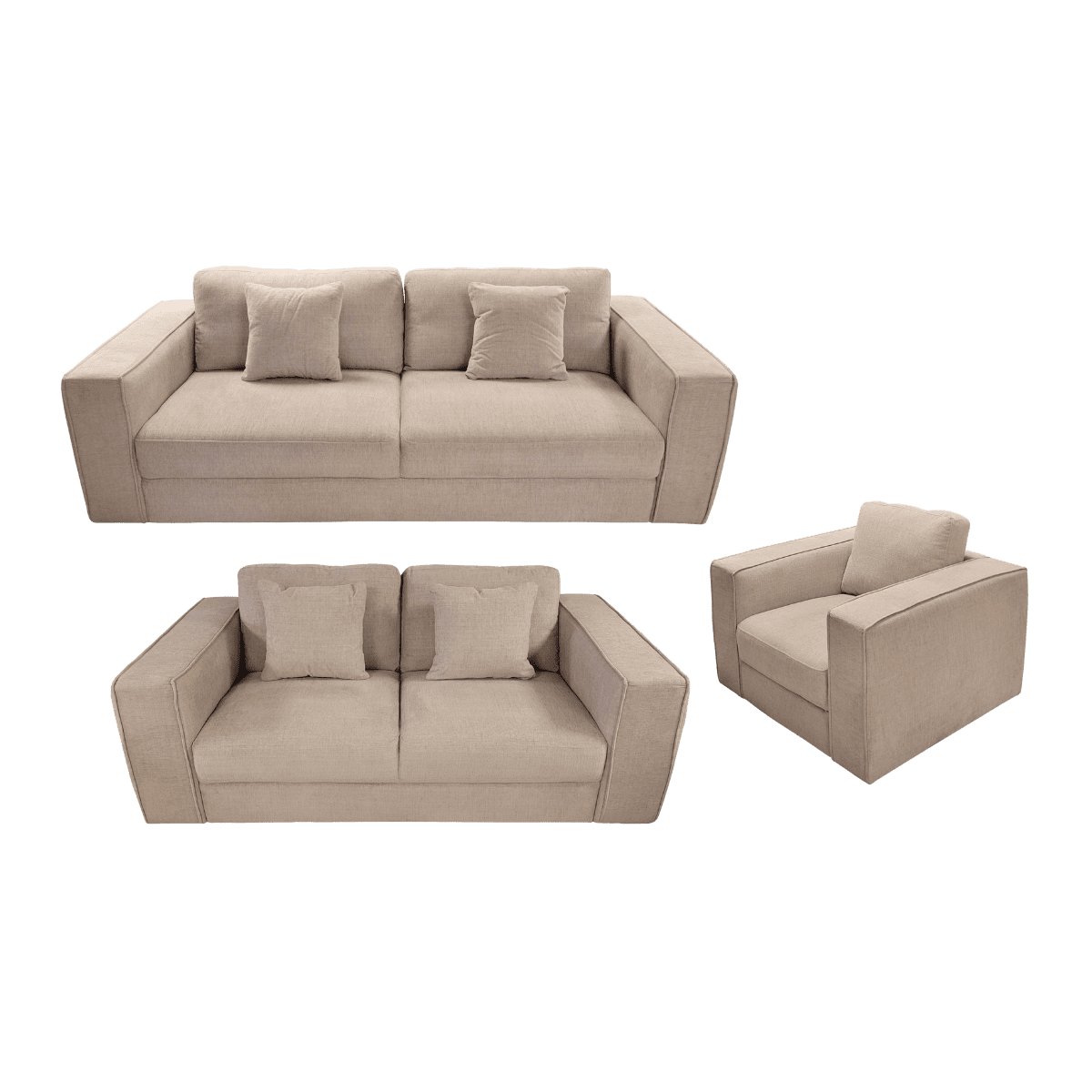 Salon 3+2+1 en tissu LIVIA