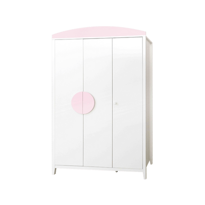 Armoire 3 portes rose et blanche